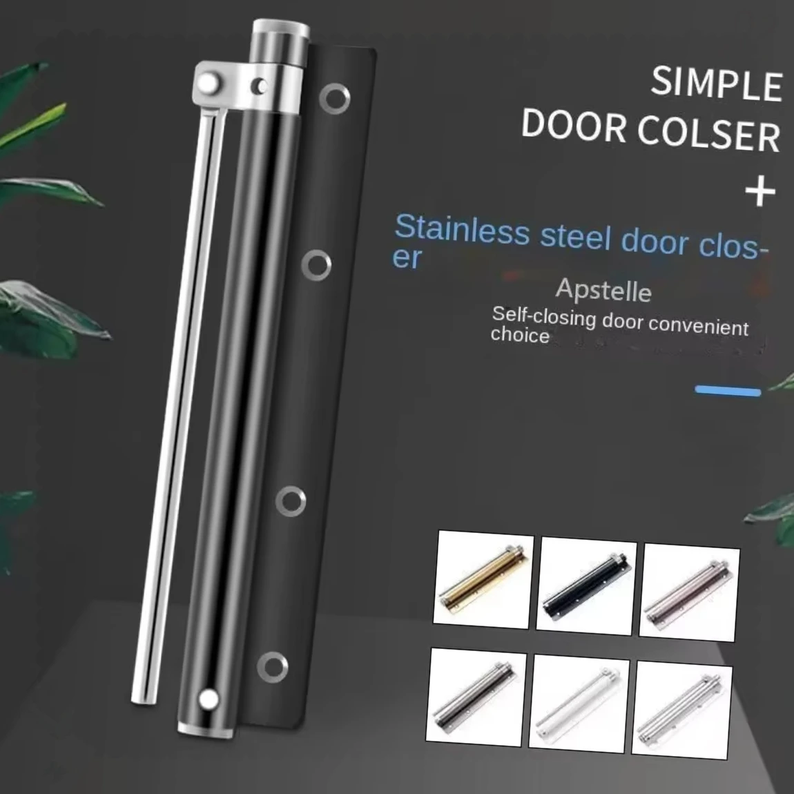 Automatic Door Closer Household Large Door Closer Simple Spring Mute Rebound Light Closer Invisible Door Hinge