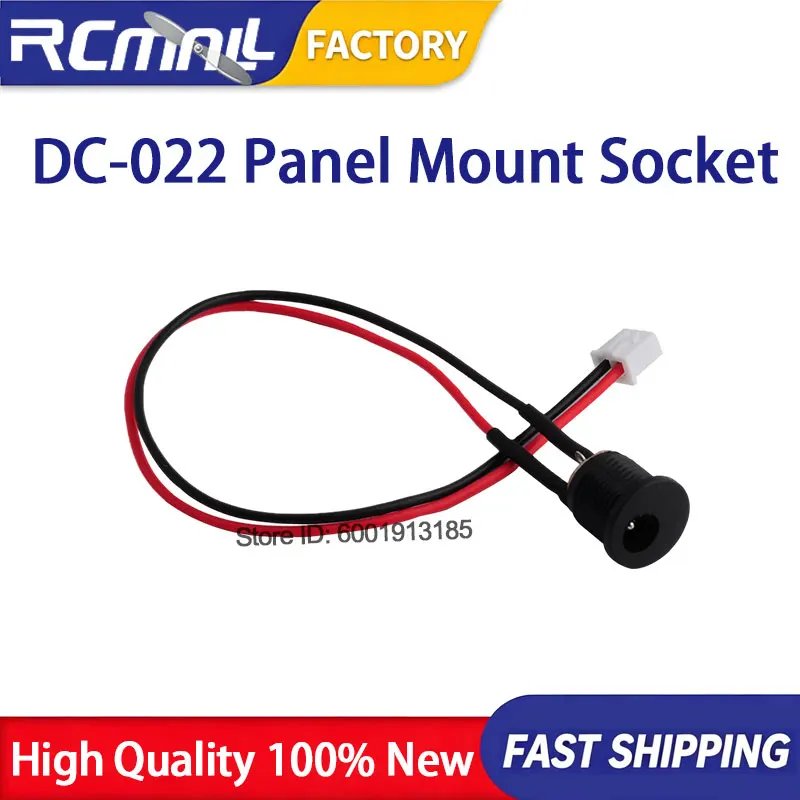 DC 022 DC 022M DC Power Supply Jack Socket with XH 2.54mm 2 Pin Connector Panel Mounting for PC Peripherals Accessory Tool Kit