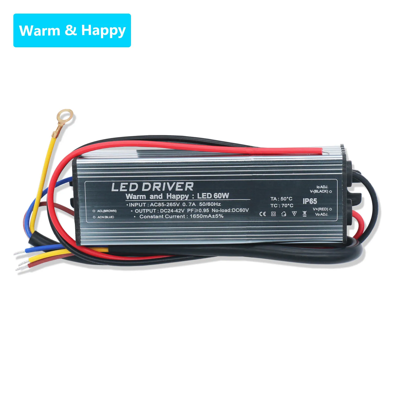 

Светодиодный драйвер 60 Вт, AC85-265V, DC24-42V, трансформатор постоянного тока для освещения, 1650 мА, адаптер питания для прожекторов