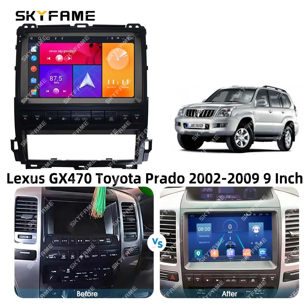 SKYFAME Car Frame Fascia Adapter Android Radio Dash Fitting Panel Kit For Lexus GX470 Toyota Land Cruiser Prado 120 LC120