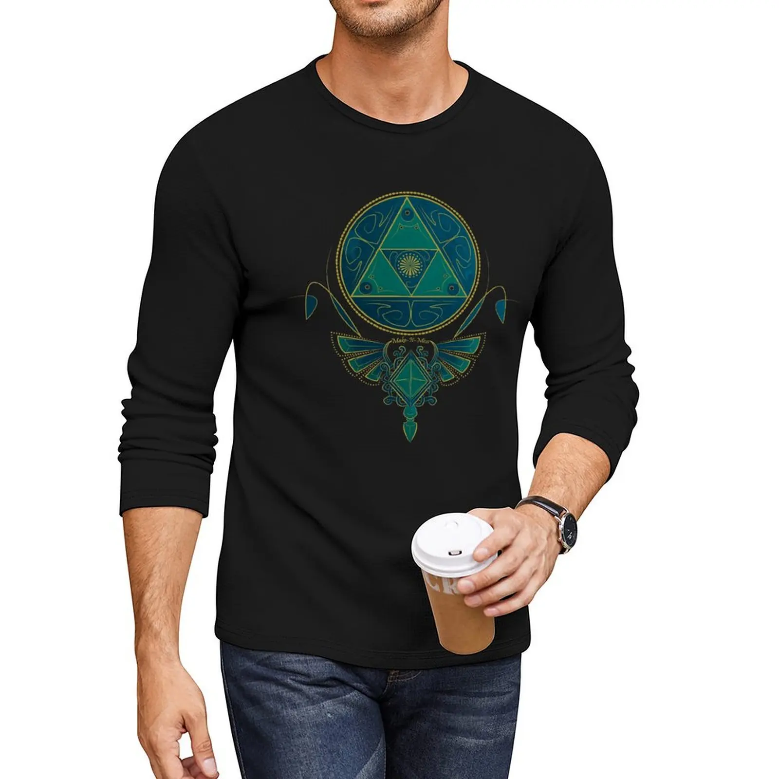 

~Blue Wisdom ~ длинная футболка, черная футболка, футболки на заказ, милая одежда, футболка для мужчин