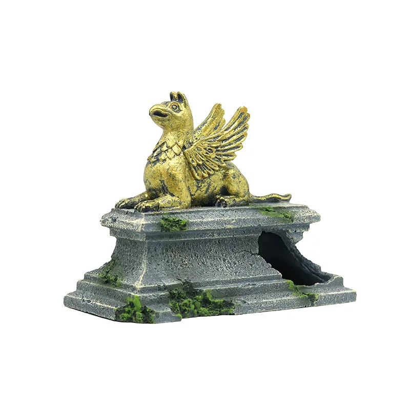 Artificial Resin Ancient Egyptian Pharaoh Sphinx Ruins Roman Style Face Pillar Statue Aquarium Decorations Fish Tank Ornament