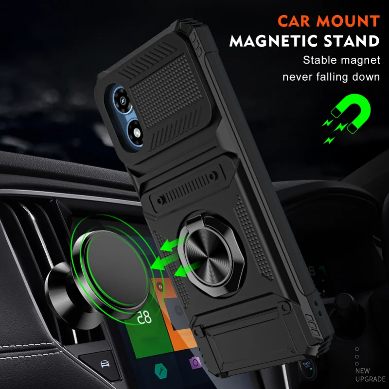 Case for Moto G Play Stylus Pure Edge 50Pro Fusion Uitra Magnetic Rotated Ring Kickstand Heavy Duty Drop Protection Wallet Cover