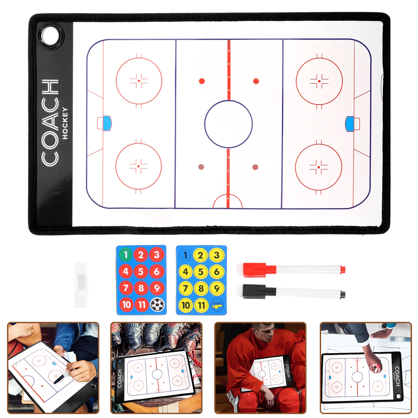 

Board Training Ice Hockey Coaching Competition Supply Reusable Clipboard Sports Match Puck Accessory Instructing Hokey