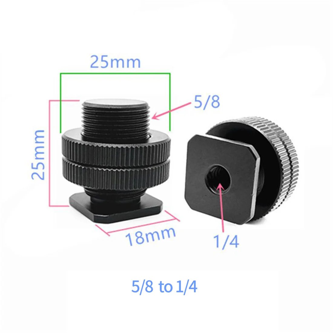 3/8 1/4 5/8 Single Dual Nut Stativplatte zum Blinken Kalter Blitzschuh-Schraubenadapter für GoPro 13 Insta360 X4 Light Stativ-Mikrofonhalter – Detail 9