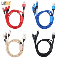 3 in 1 Nylon Braided Charging Cable Micro USB Type C 8 Pin for iPhone Samsung Xiaomi Android Phone Charger Cord 1.2m 100pcs