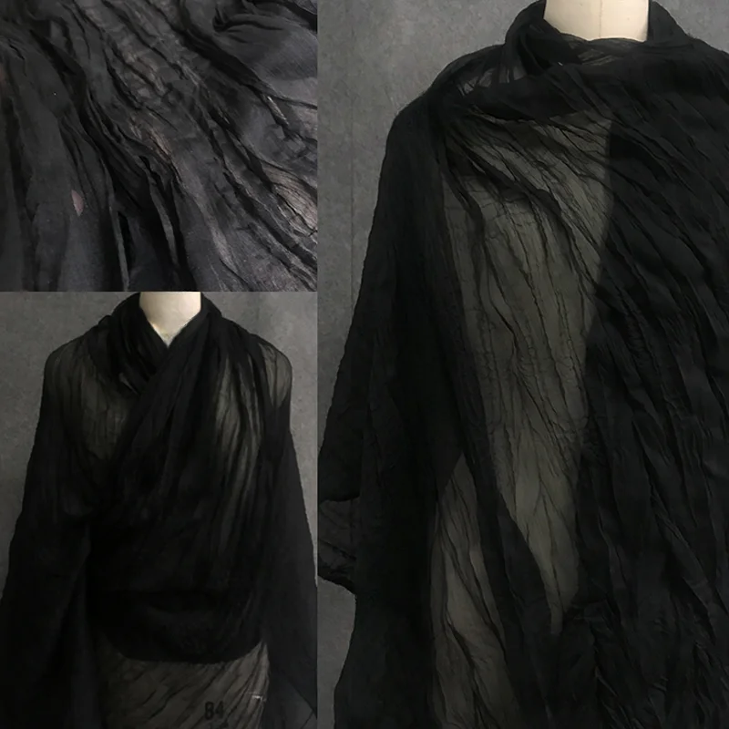 Black texture creates a silky smooth crepe fabric for summer fashion designers