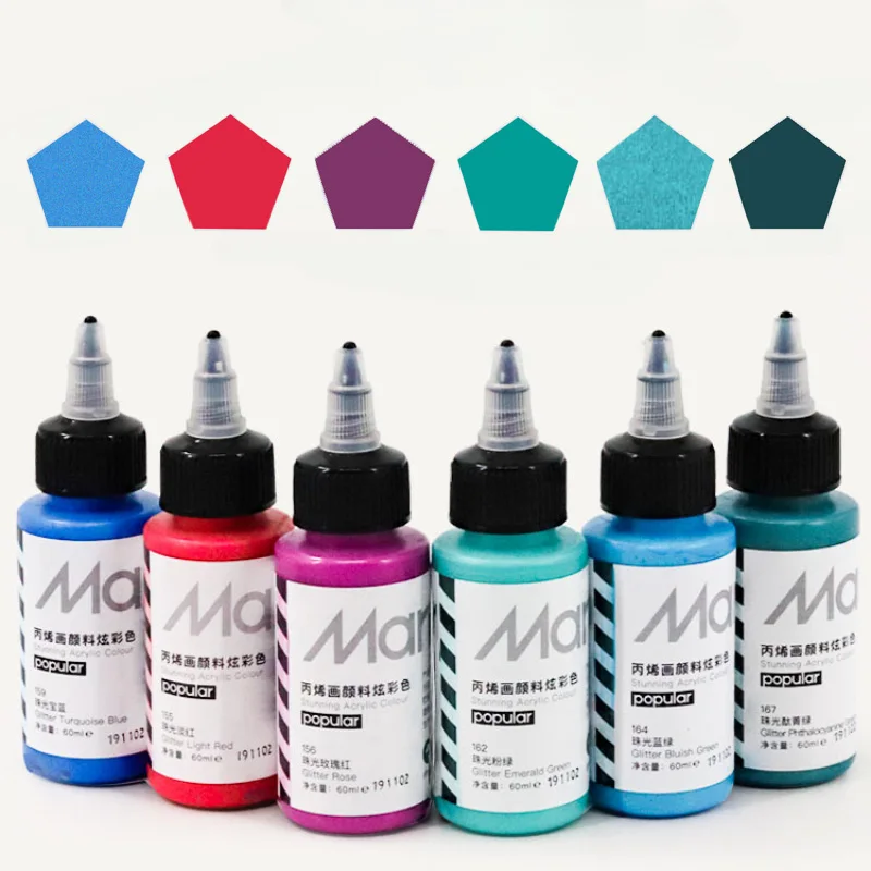 

Acrylic Painting Fabric Paint Pearlescent Color 60ml Bottled Drawing Shoes Clothes Diy Hand Painting Set Glow in The Dark Paint