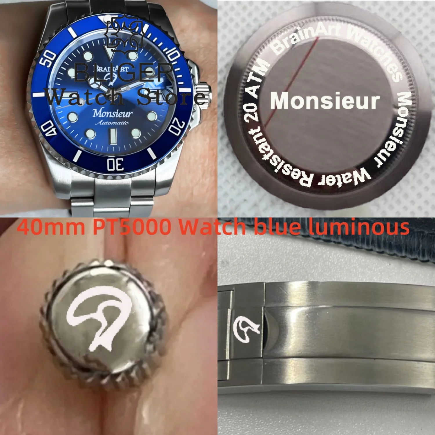 Exclusive link to custom logo watch 40mm PT5000 automatic Diving Watch (please contact customer service before order)