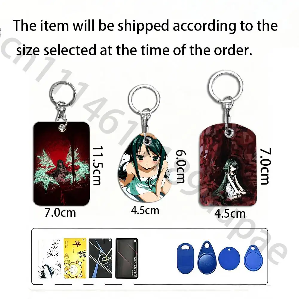 Saya No Uta The Song of Saya Protective Printed Leather Card Case Metal Keychain for Bank Credit Bus Subway ID Cards