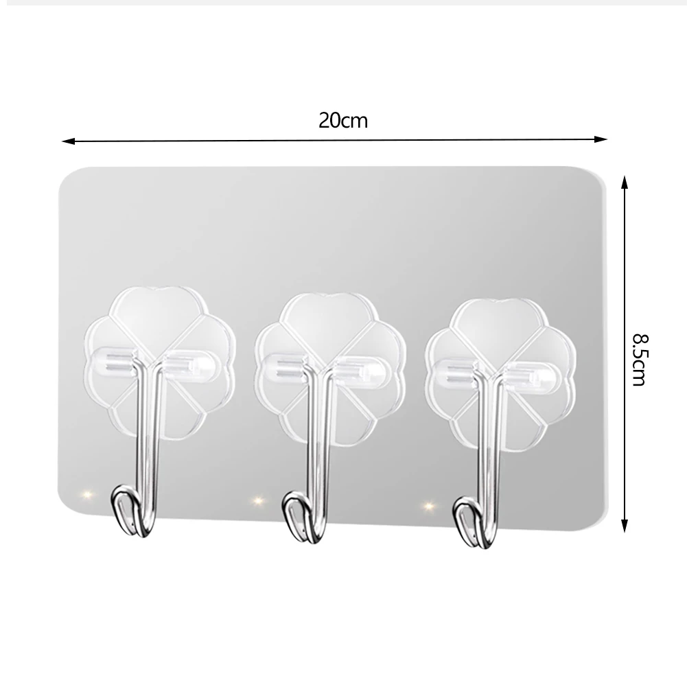 Transparent Adhesive Coat Rack Wall Mounted 3/5/6 Standard Hooks Wall Coat Rack Hangers For Bathroom Kitchen Closet Organizer