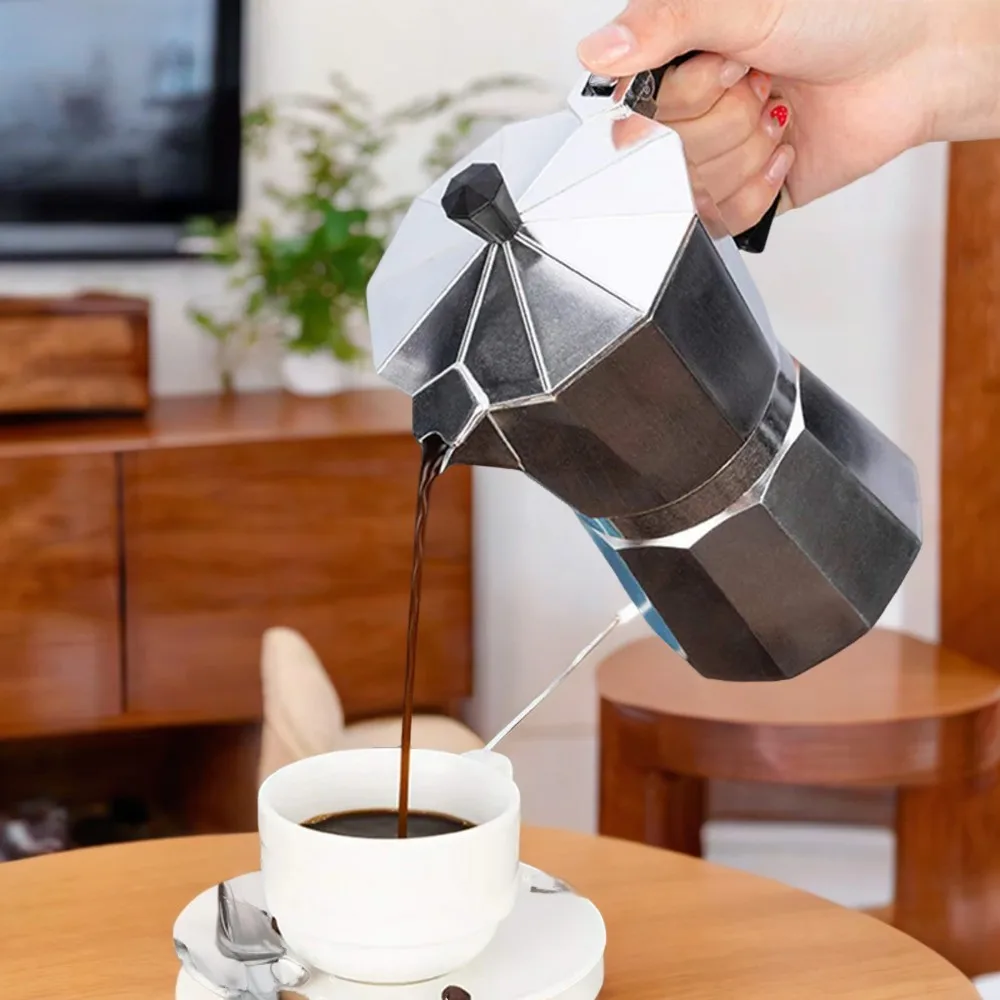 Classic Italian Stainless Steel Moka Pot Stovetop Espresso Maker - Ideal for Office Use - Available in 50/100/150/300/450/600ML