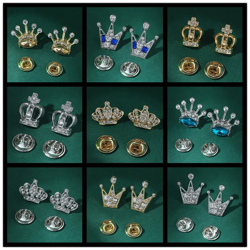 Korean version of the new shirt collar pin corsage fashion crown brooch fashion temperament collar accessories unisex