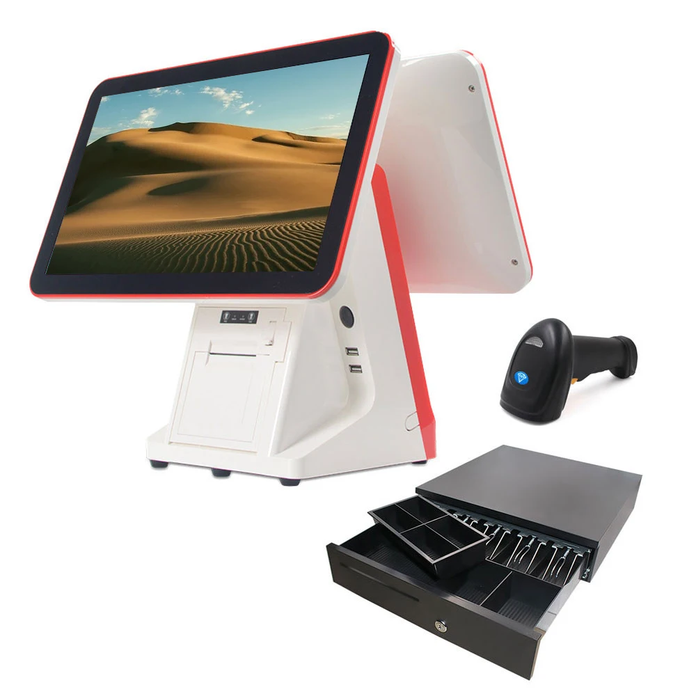 نظام الكل في واحد مقاس 15 بوصة يعمل بنظام Windows 10 ونظام تسجيل Pos للدرج النقدي للصيدلة