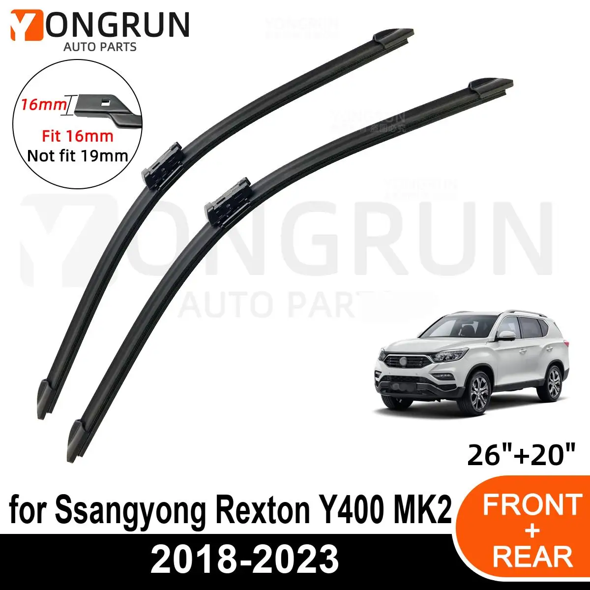

2PCS Car Wiper for Ssangyong Rexton Y400 MK2 2018-2023 Front Windshield Windscreen Wiper Blade Rubber Accessories 2022 2023