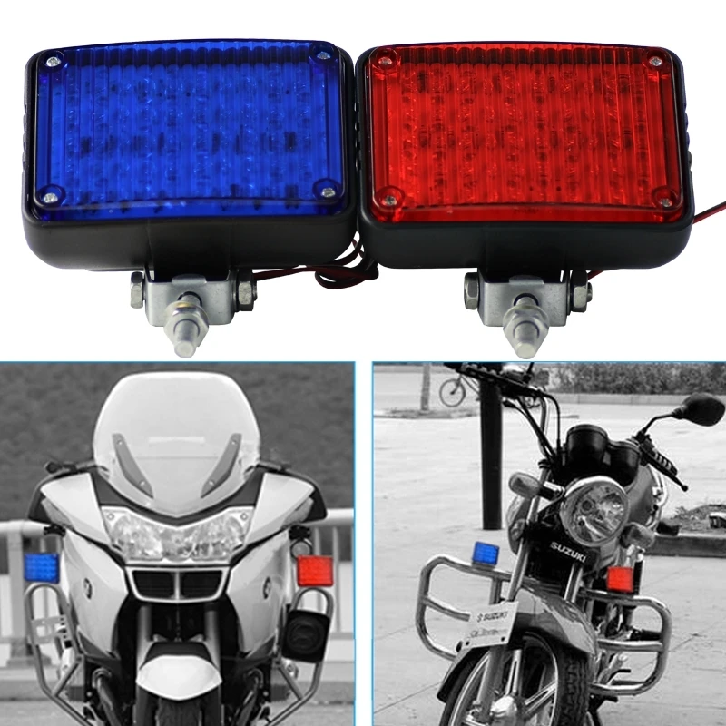 2 in 1 Universal Motorcycle LED red/blue Flashing lamp Police Motors Styling Led Signal light Safety Warning Indicator lights