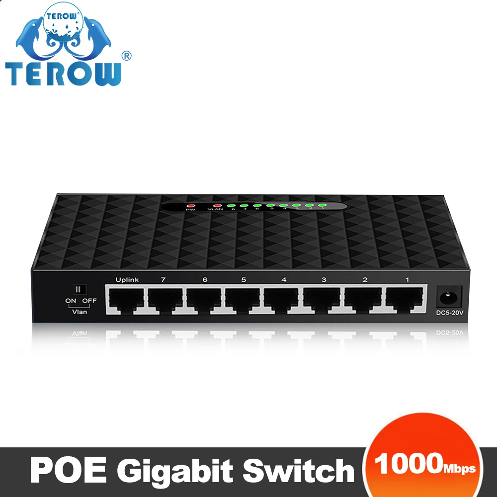 

8 Port Gigabit Network Switch 1000Mbps Ethernet Smart Switcher High Performance RJ45 Hub Internet Splitter Full/Half Duplex