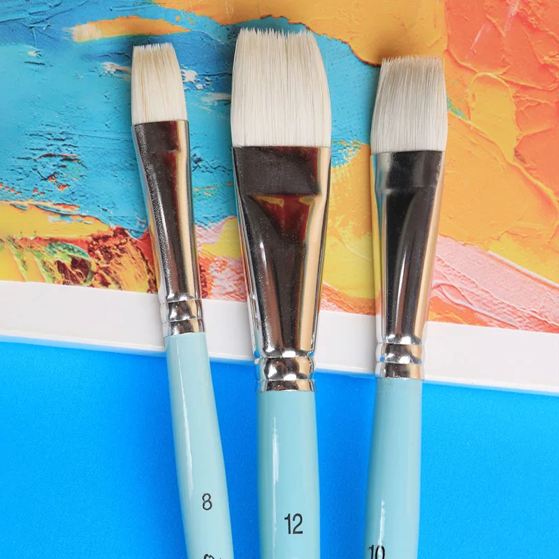 6pc Professional Acrylic Paint Artist Paint Brushes for Watercolor Oil Wool Hair Short Birch Blue Short Rod Brush Series set