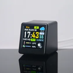 Smart Portable Alarm Clock Wifi Weather Station Display Weather Temperature Humidity Time Alarm Clock Desktop Decorations