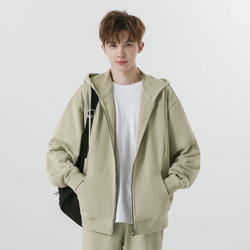 High Quality 330gsm 100% cotton Oversized Heavyweight Blank Zipper Hoodie Sweater Oversized Blank Zip Up Hoodie For Men