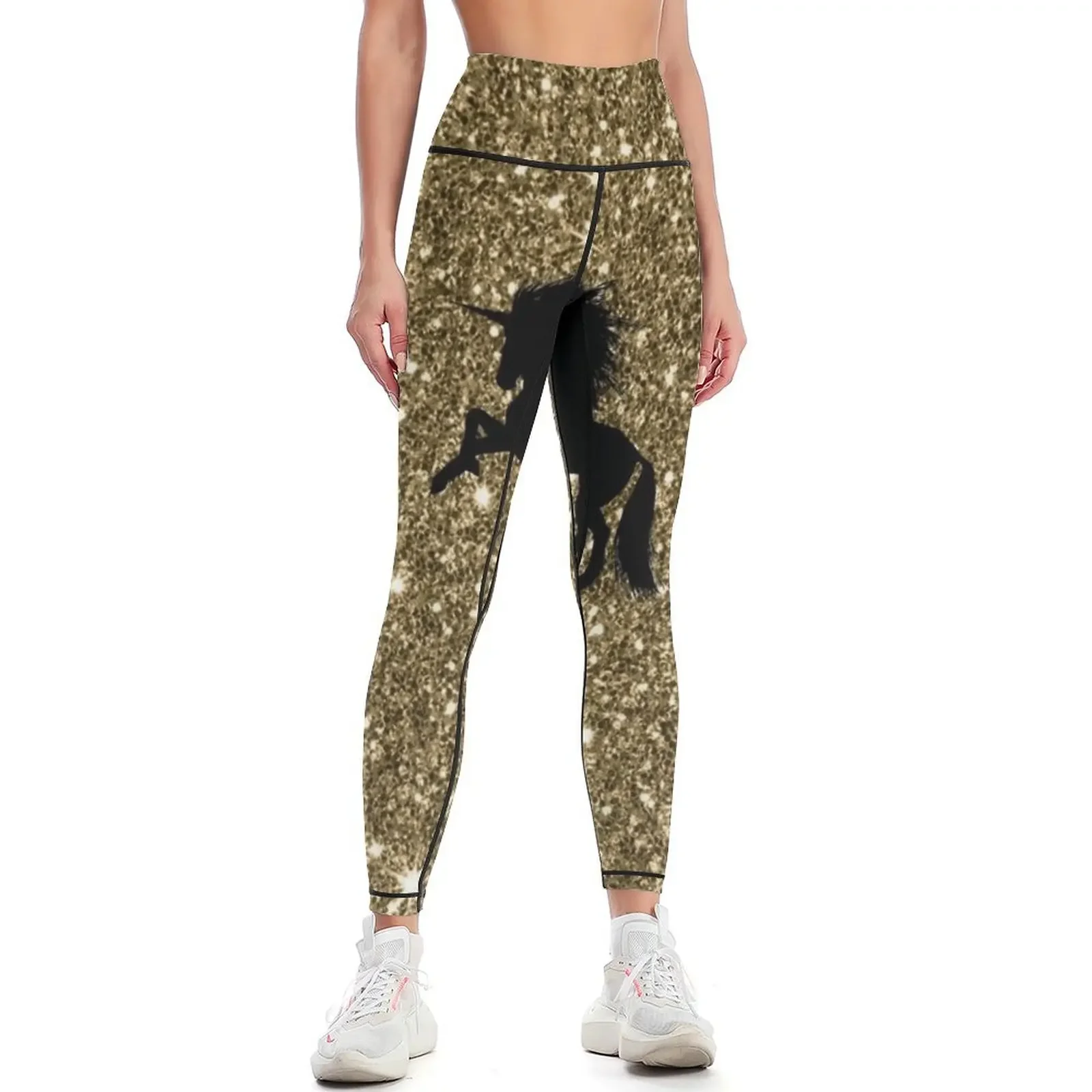 

Unicorn on sparkling glitter print,golden Leggings sportswear woman gym 2025 push up fitness for girls Womens Leggings