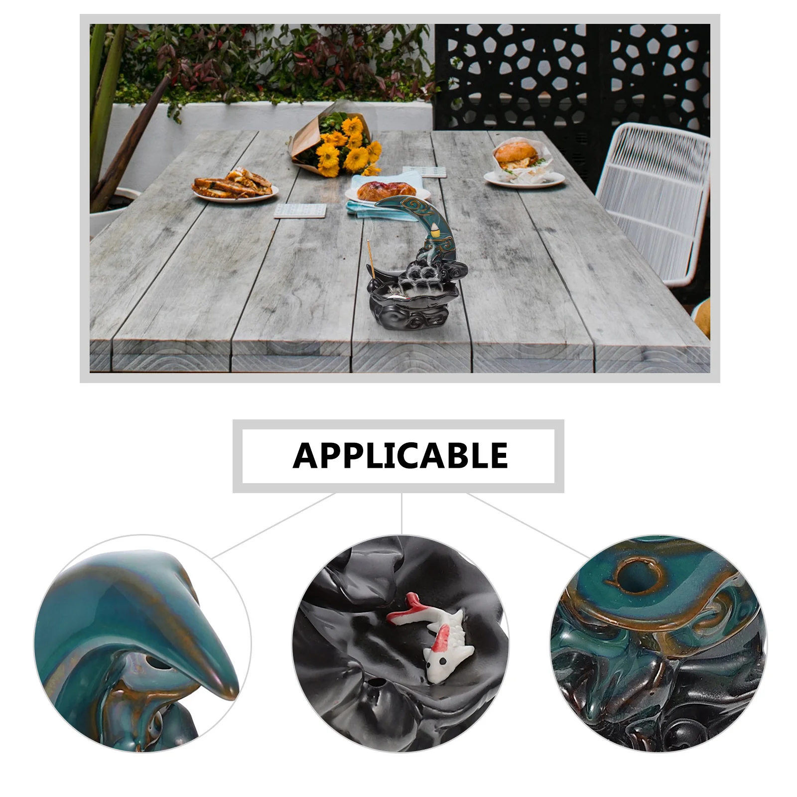 

Ceramic Moon Shaped Backflow Incense Burner Premium Material Aroma Therapy Home Decor Gift Relax Study Bedroom Sauna Yoga