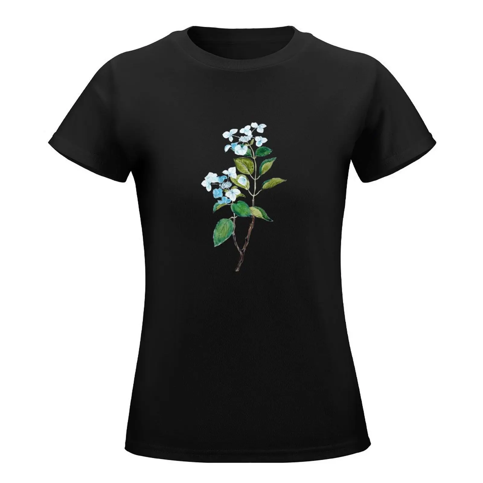 vintage blue hydrangea flowers T-Shirt funnys plain oversized white t-shirts for Women