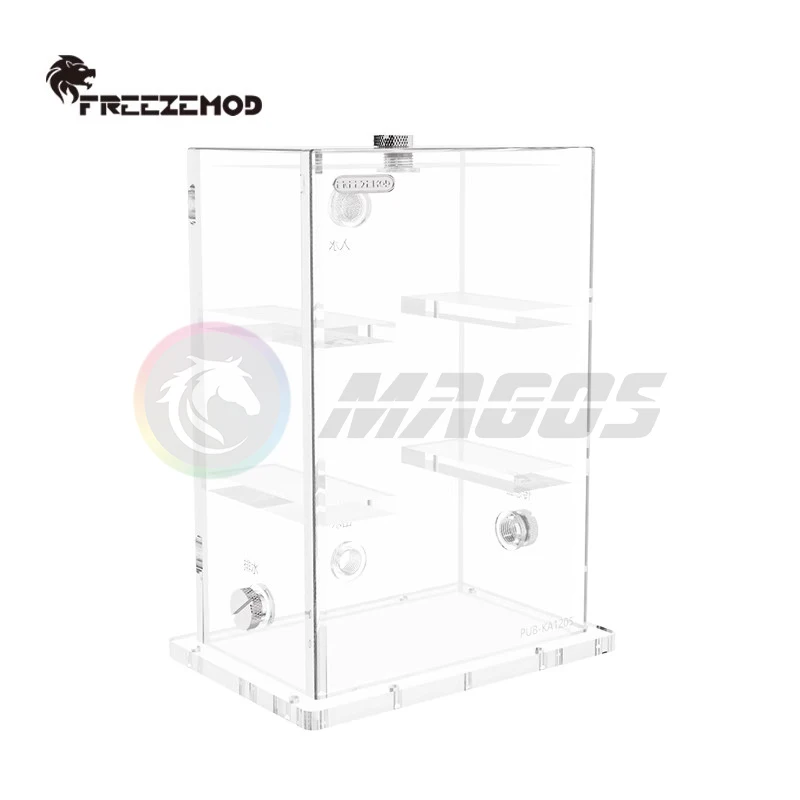 FREEZEMOD Water Cooling Reservoir Transparent Square Acrylic Industrial BOX 2200ml Large Capacity, Multi Holes PUB-KA12015