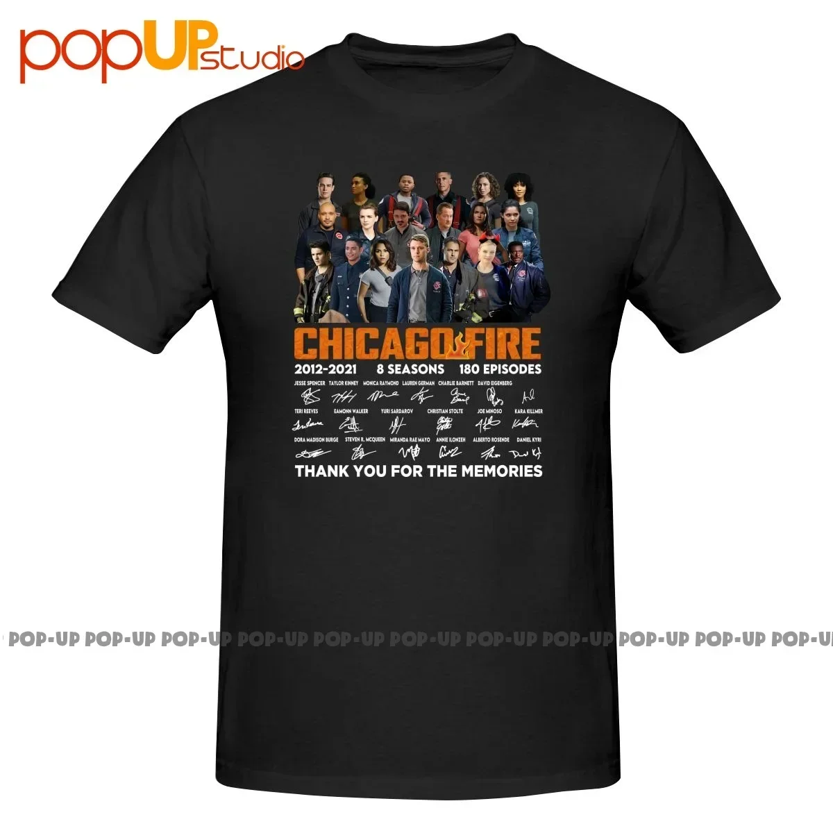Chicago Fire 2021 2021 8 Seasons 180 Episodes Signatures Thank You For The Memories Shirt T-shirt Tee Rare Natural