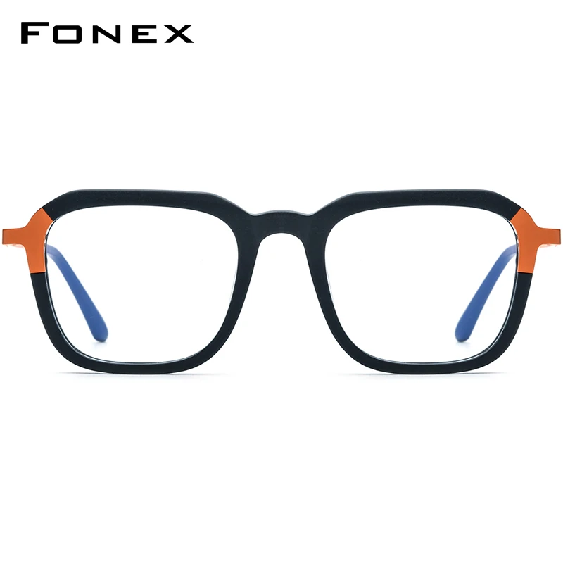 FONEX Acetate Titanium Glasses Frame Men 2024 Women Colorful Square Eyeglasses Spectacles Eyewear F85786