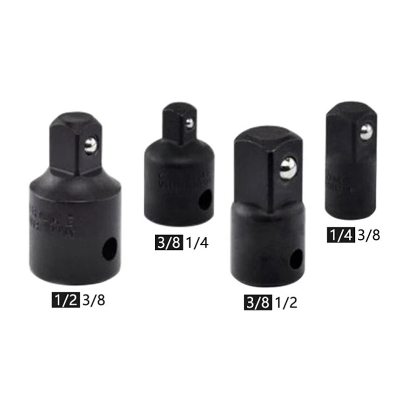 4PCS Black Sleeve Steel Ball Conversion Head Mutual Conversion Joint Mechanic Tools