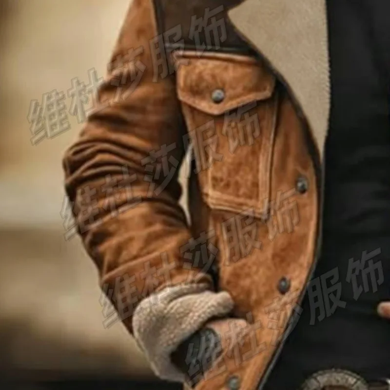 Autumn and Winter Mens Jacket Thickened Long Suede Jacket Contrasting Zipper Jacket for Men