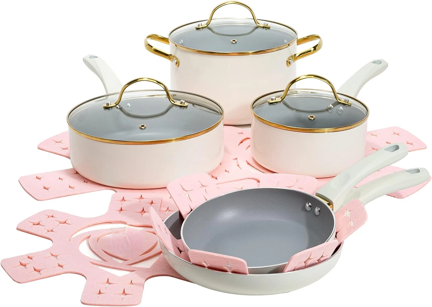 

Epic Nonstick Pots and Pans Set, Multi-layer Nonstick Coating, Tempered Glass Lids, Soft Touch, Stay Cool Handles, Made without
