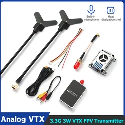 3.3G 3W VTX/VRX FPV Traversing Machine 16CH Built-in microphone for any camera PAL/NTSC Audio Video Transmitter for FPV RC Drone