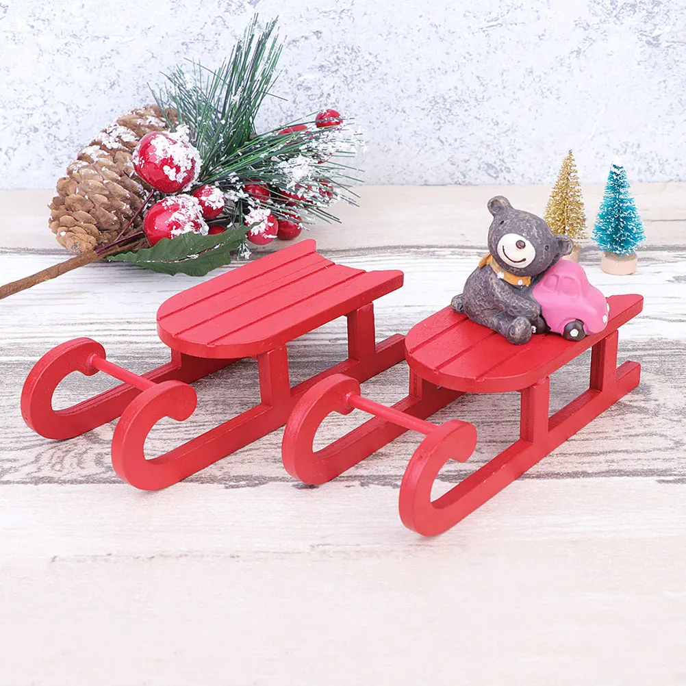 

4Pcs Christmas Sleigh Decor Wooden Sled Ornament Natural Unfinished Craft for Holiday Party Home Office Display