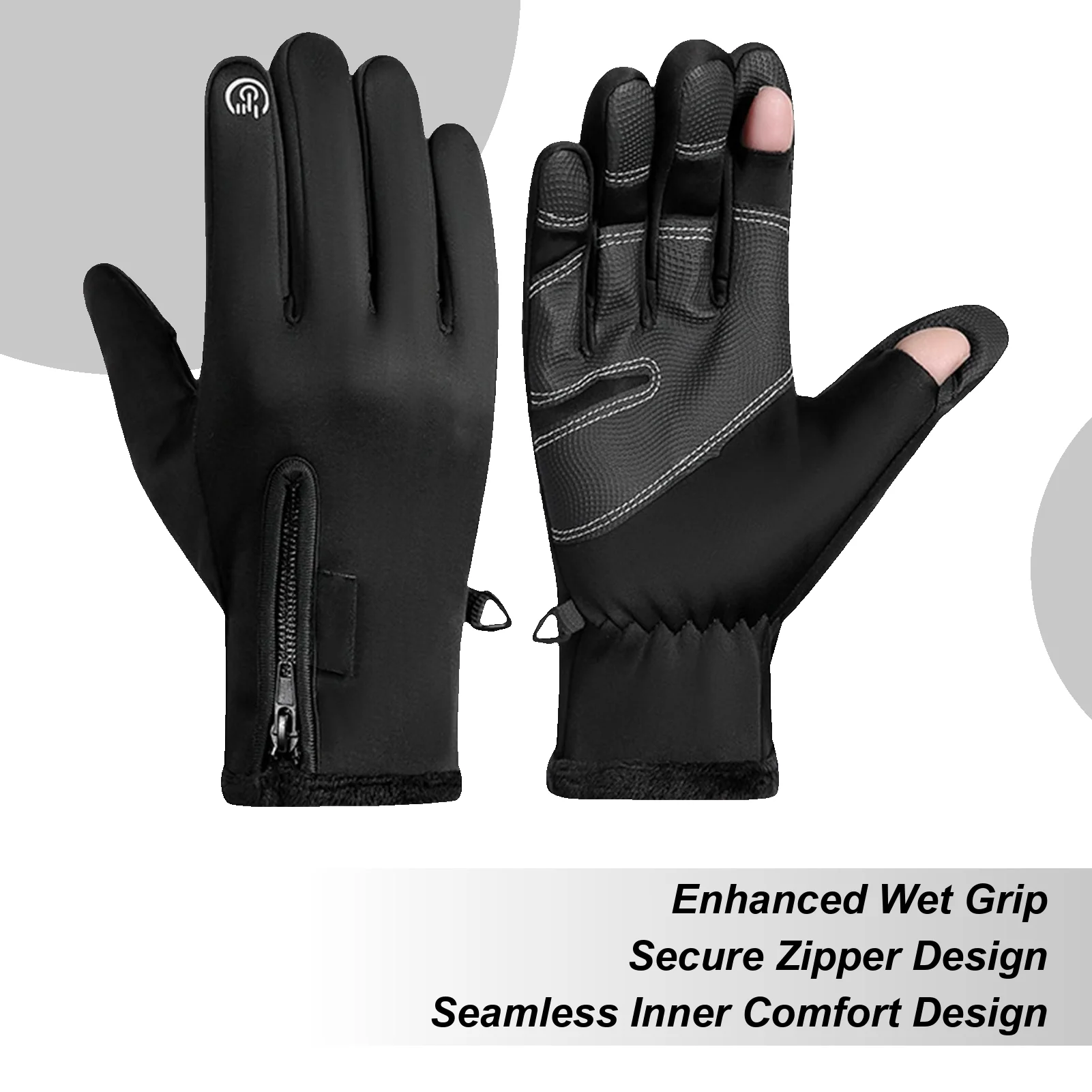 

Black Winter Warm Cycling Outdoor Sports Gloves Waterproof Slip-Resistant With Touchscreen Fingers Windproof Warm Ski Gloves