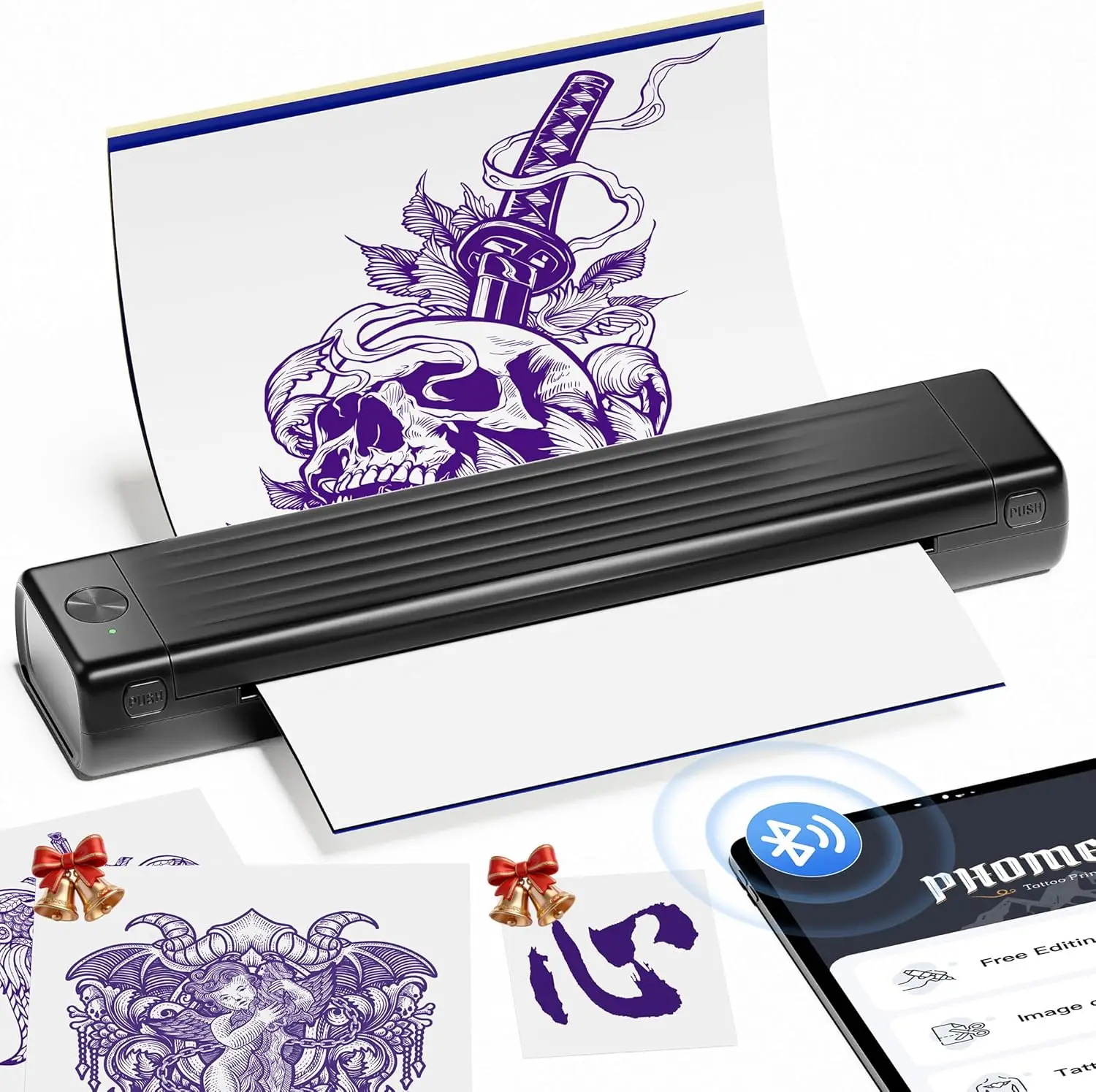 

A886 Tattoo Stencil Printer Kit for Beginners with 10 Transfer Papers, Wireless Machine Compatible with Phone/iPad/PC