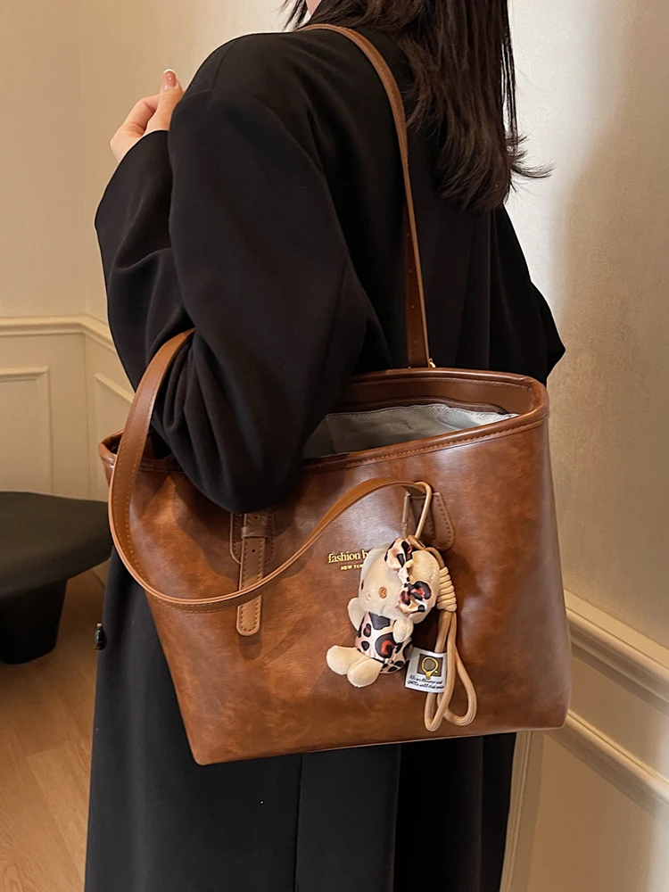 Faionable Borsa a tracolla da donna casual di grande capacità Borsa tote per pendolari retrò alla moda Sli Borsa tote per pendolari alla moda