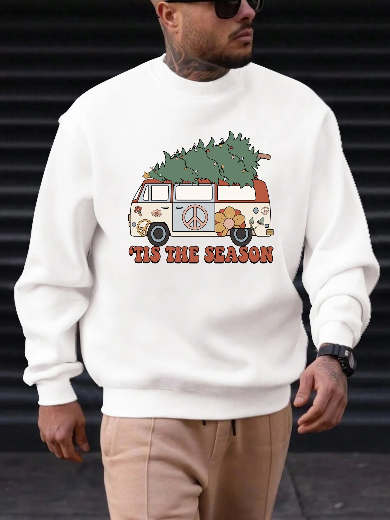 

Men's Cotton Round Neck Sweatshirt TIS THE SEASON Pattern Printing 2025 New Trending Fashion Casual High Quality Top Clothing