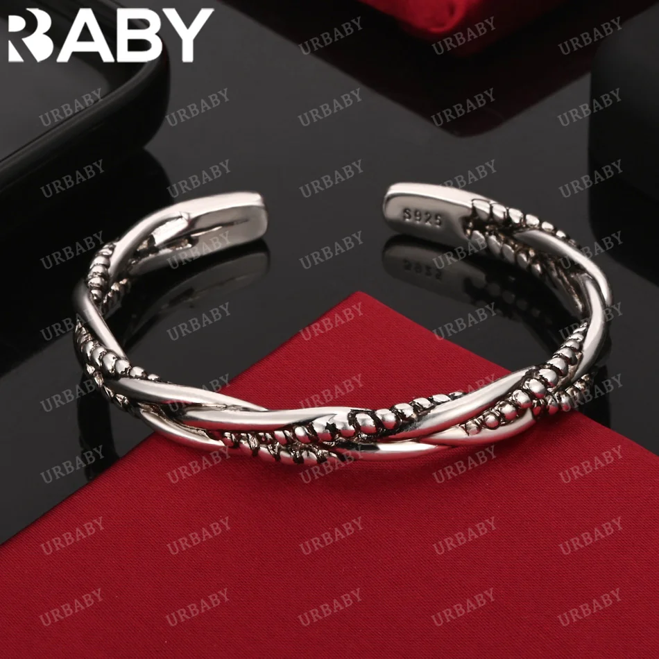 

URBABY браслет из стерлингового серебра 925 пробы в стиле ретро для женщин, ювелирные изделия, модная вечеринка и повседневная одежда