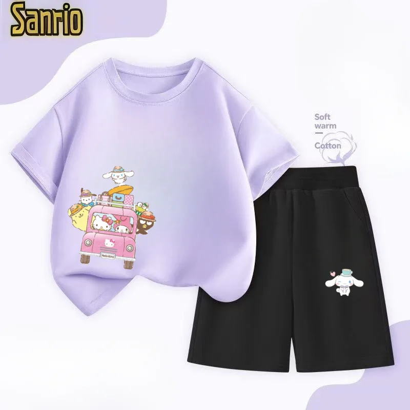 

Summer Baby Girl Clothes Set Children Sanrio House Cartoon Printing T-shirt and Short 2 Pieces Suit Kid Shorts Sleeve Tracksuit