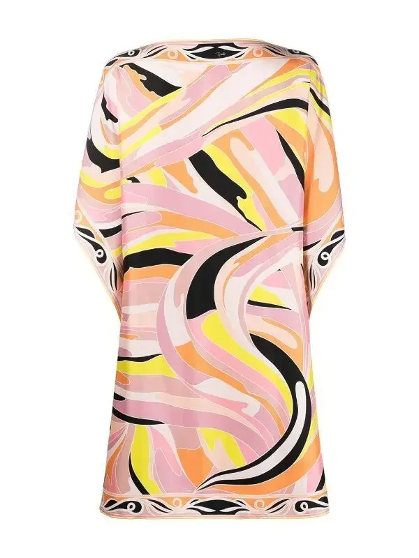 Abstract Print Dress Elastic Knitted Slim Short Sleeve Silk Jersey Dress High Quality Summer Slim-fit Cover Buttocks