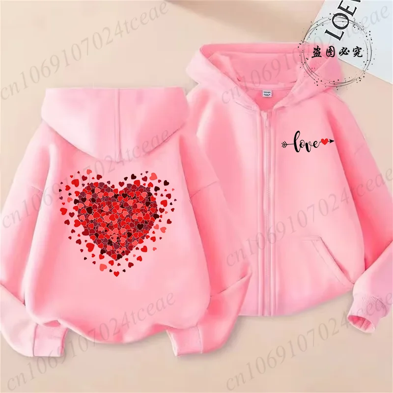 

Женские осенне-зимние толстовки с капюшоном на молнии с леопардовым принтом на день Святого Валентина и сердца, толстовка с карманом на молнии, верхняя одежда на молнии