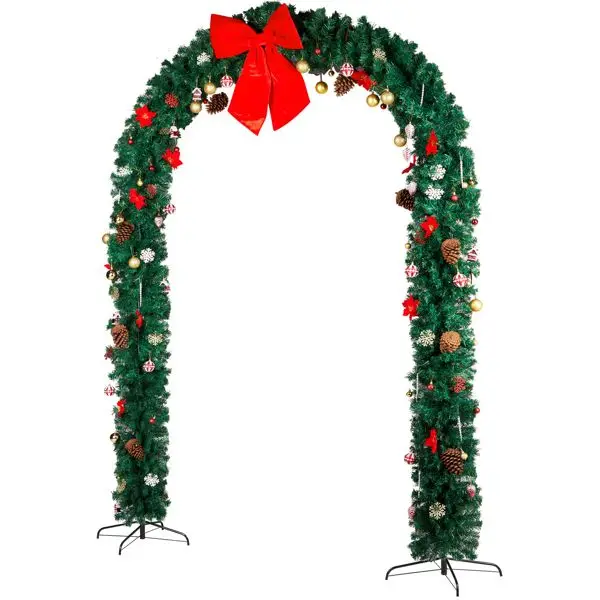 Decoración de arco de árbol de Navidad de 8,7 pies, guirnalda navideña de PVC de 1860 ramas con base de acero para decoración de bodas y fiestas interiores/exteriores,