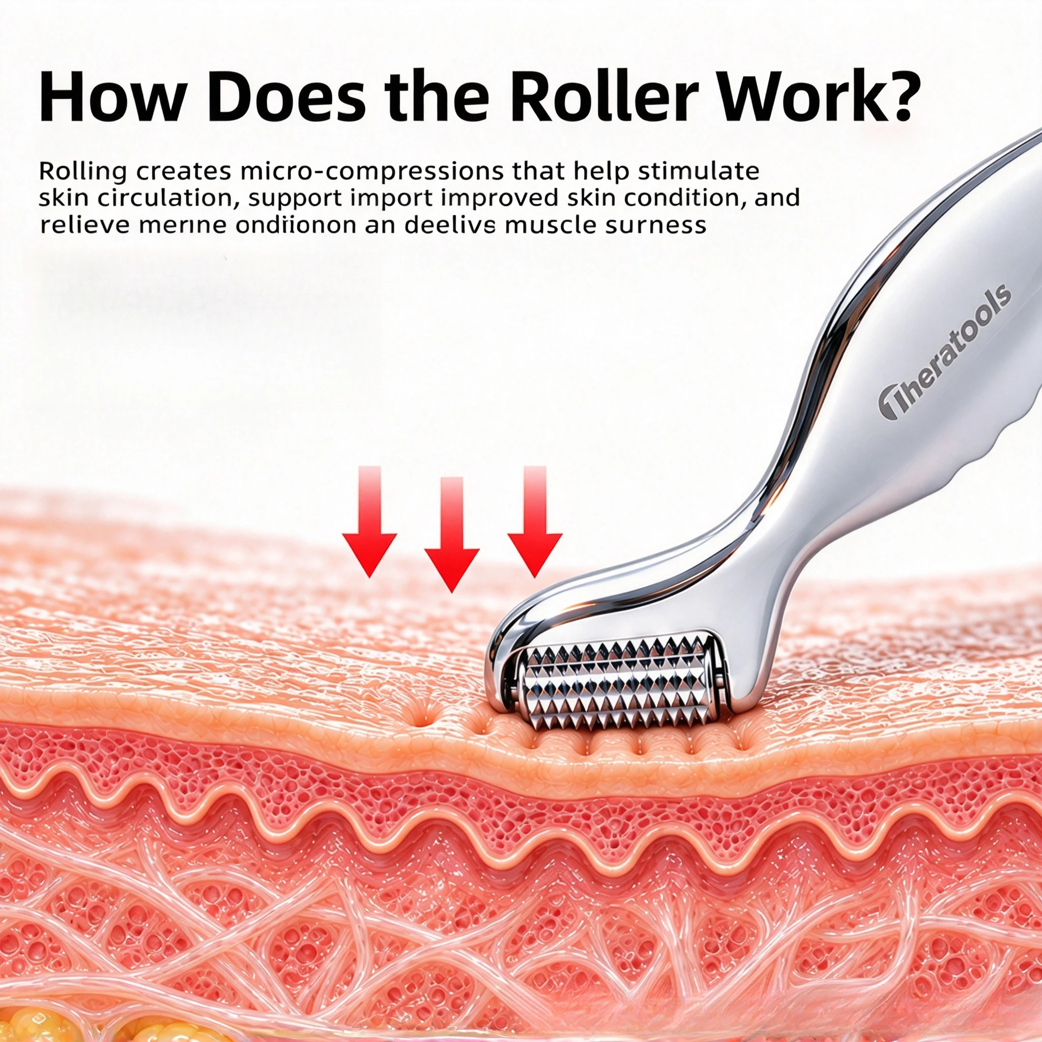 Microneedle Roller Fascia Head Skin Massage Tendon Pulling Stick Facial Jawline Firming Point Massage Facial Massager