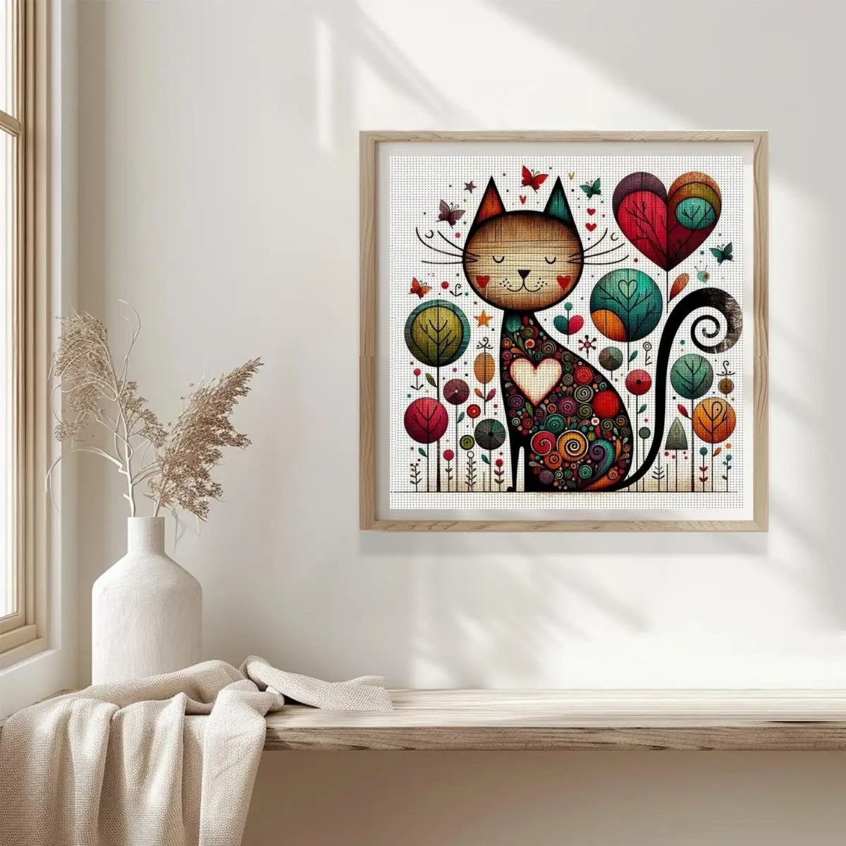 1 Set 40x40cm-15,7x15,7-Zoll 11CT/14CT bedruckter Stoff Kreuzstich DIY-Set, große Größe, Geschenkset – Detail 5