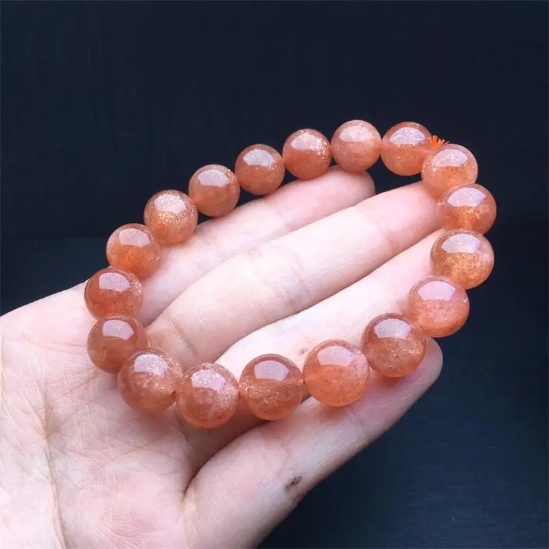 11MM Natural Golden Sunstone Bracelet Quartz Crystal Yoga Reiki Healing Stretch Bangles Female 1PCS