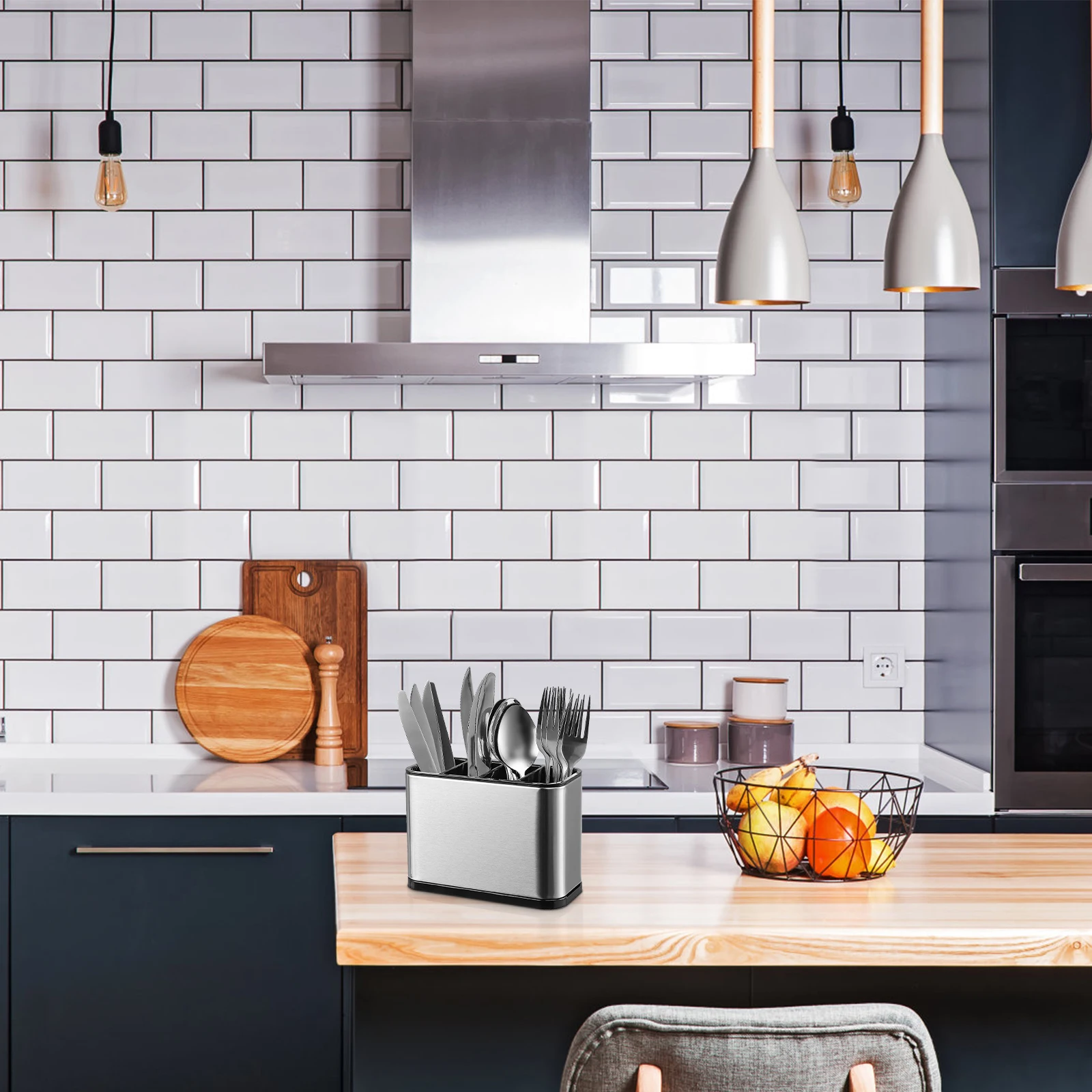 

Stainless Steel Holder 18x86x13cm Kitchen Utensils Organizer Spoon Fork Utensil Holder For Countertop Silverware Storage H2740