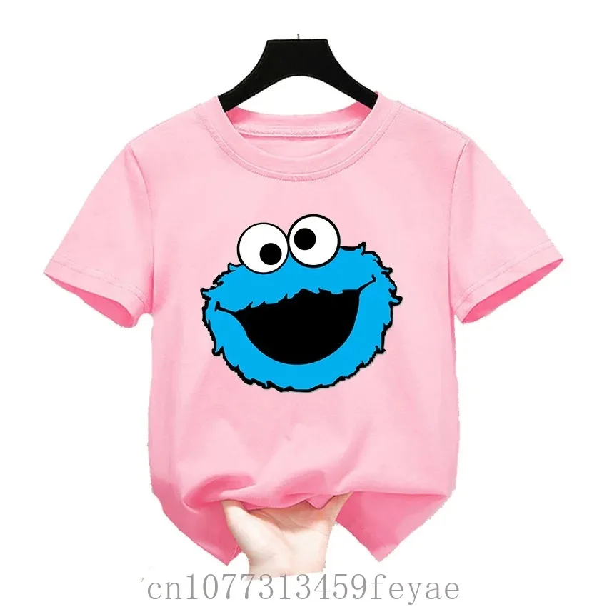 Cotton Cute Cartoon Kids T-Shirts Short Sleeve Tops Sesame Street Polyester Quick Dry Design Print Boys Girls Funny Summer Tops