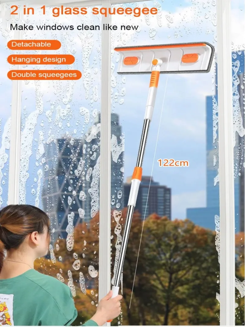 Household retractable wiper allinone curved glass window cleaner Window cleaning tool wiper